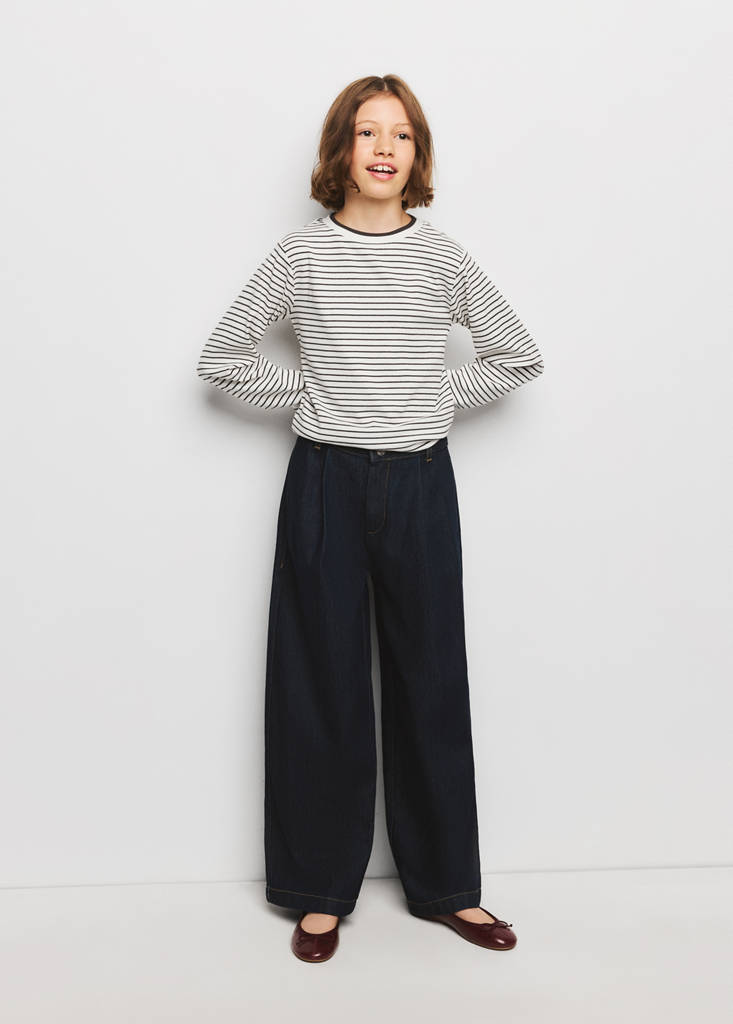 Striped cotton T-shirt — Chocolate