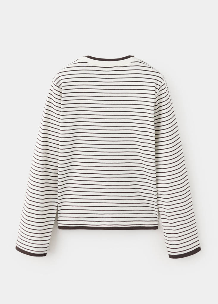 Striped cotton T-shirt — Chocolate
