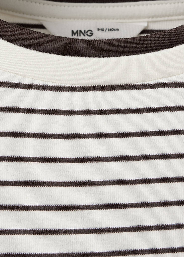 Striped cotton T-shirt — Chocolate