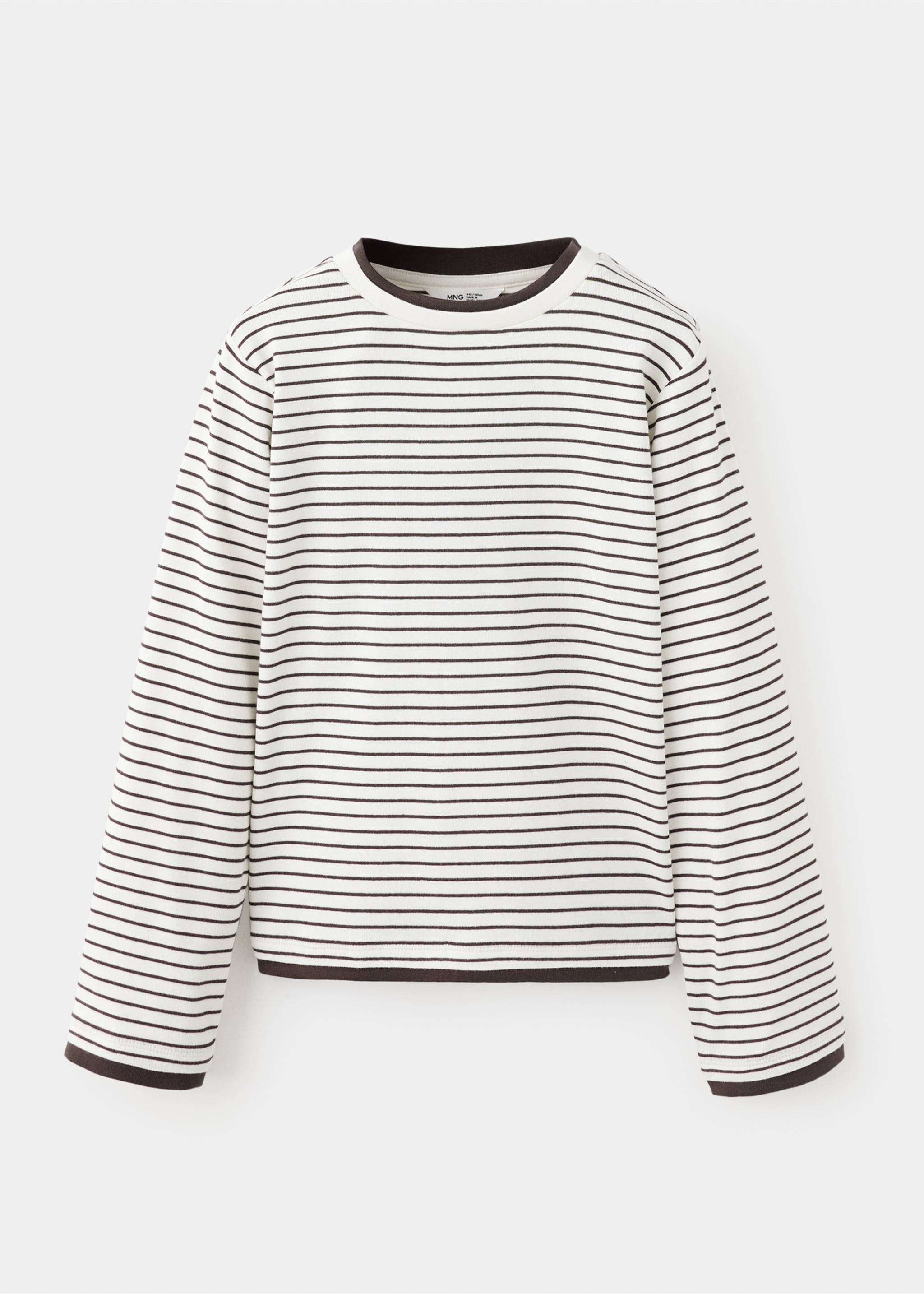 Striped cotton T-shirt - Article without model, Chocolate. Ref: 37005171-00.