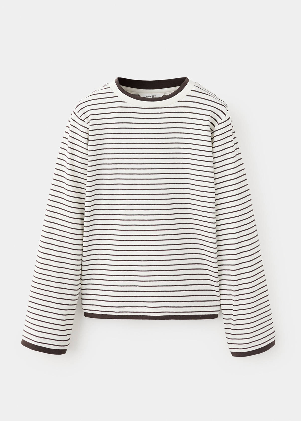 Striped cotton T-shirt — Chocolate