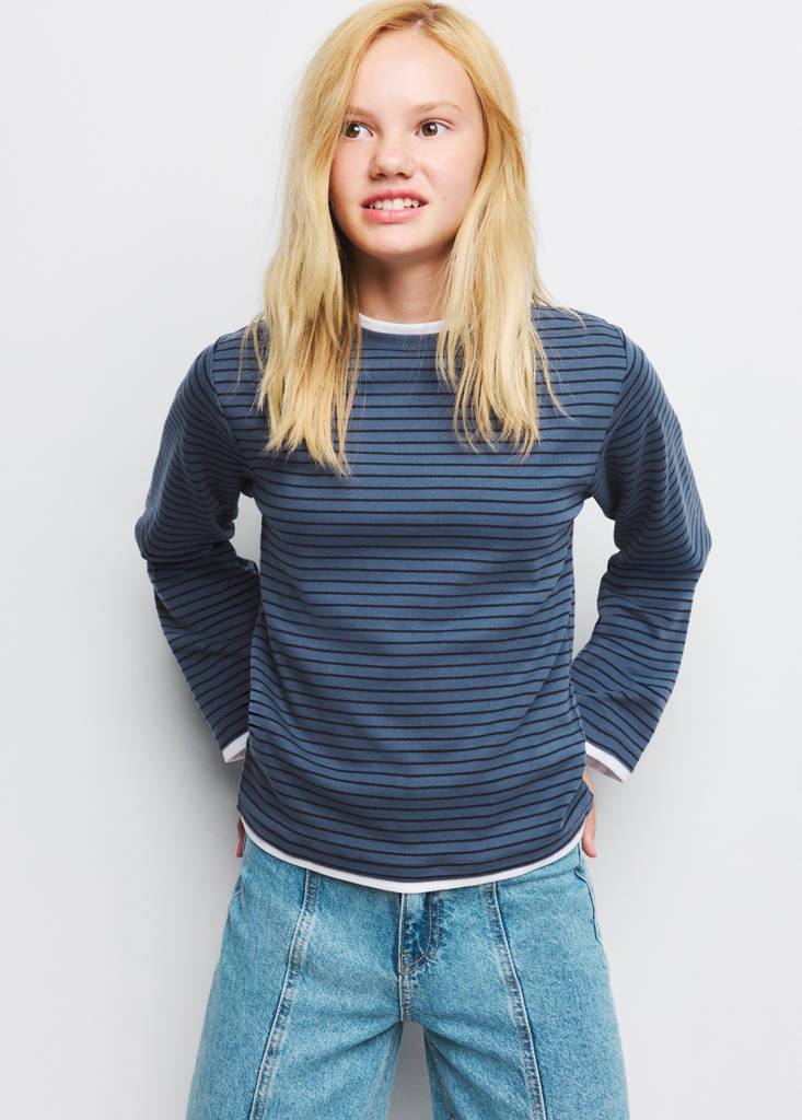 Striped cotton T-shirt — Blue