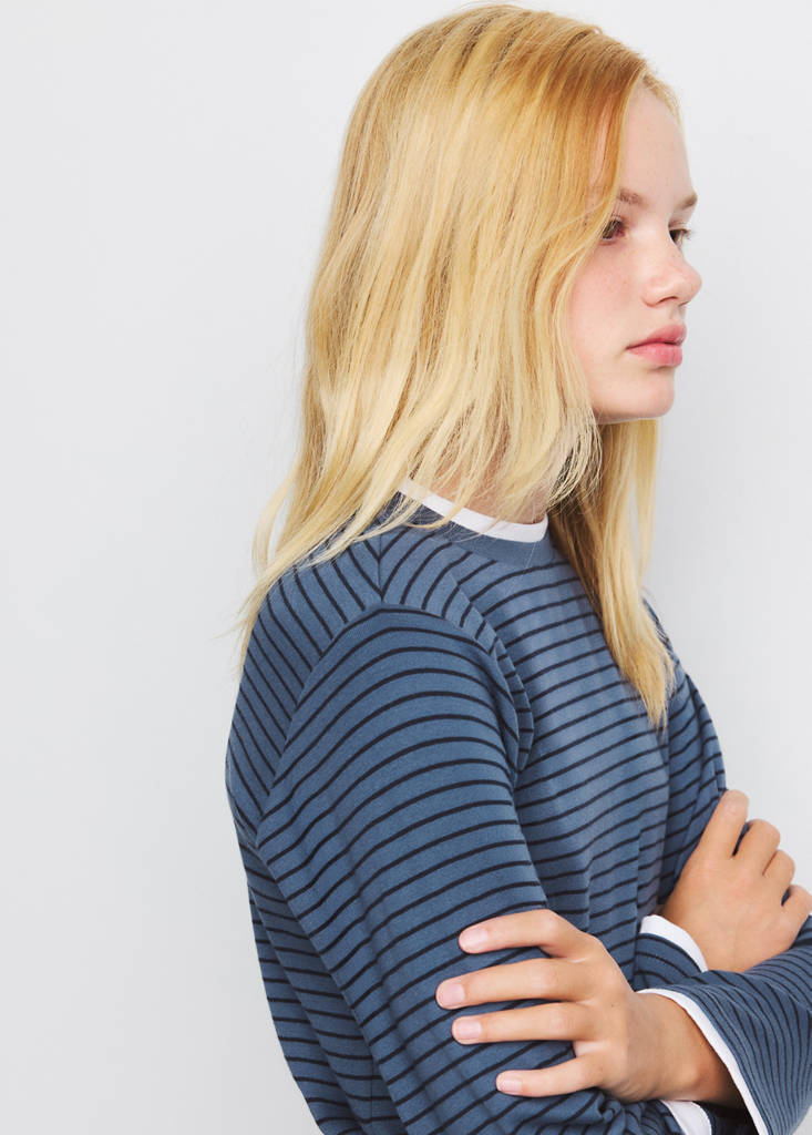 Striped cotton T-shirt — Blue