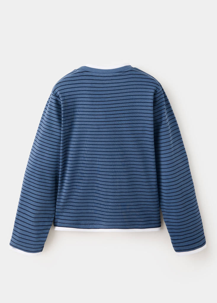 Striped cotton T-shirt — Blue