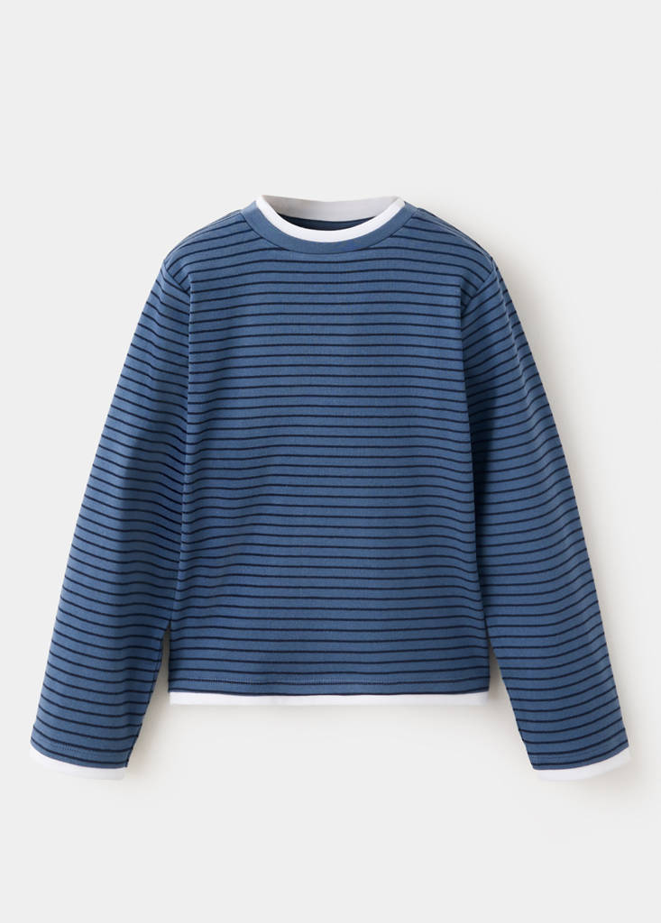 Striped cotton T-shirt — Blue