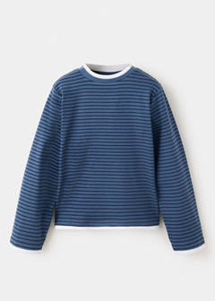 Striped cotton T-shirt — Blue 2