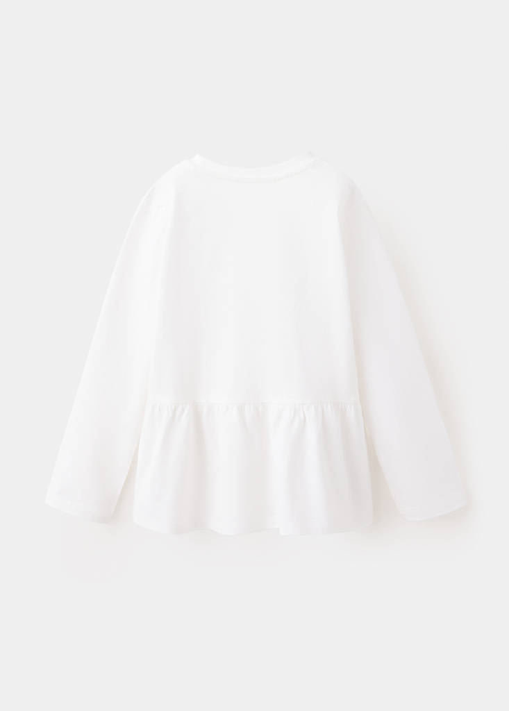 Ruffle cotton T-shirt — Off White