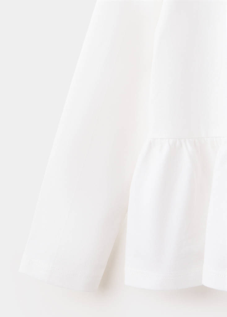 Ruffle cotton T-shirt — Off White