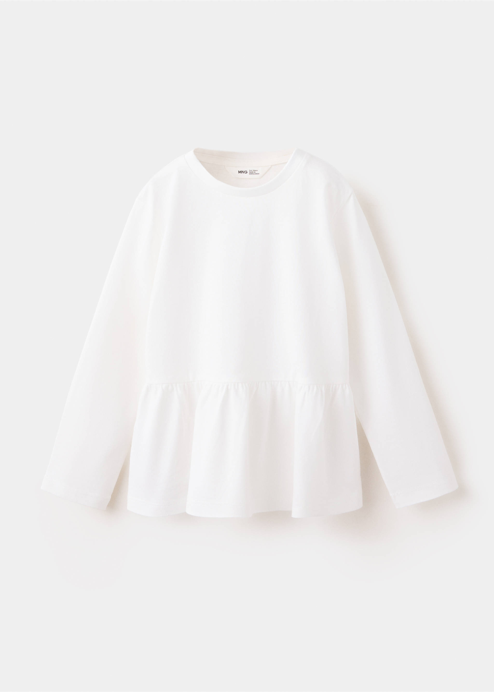 Ruffle cotton T-shirt - Article without model, Off White. Ref: 37005172-00.