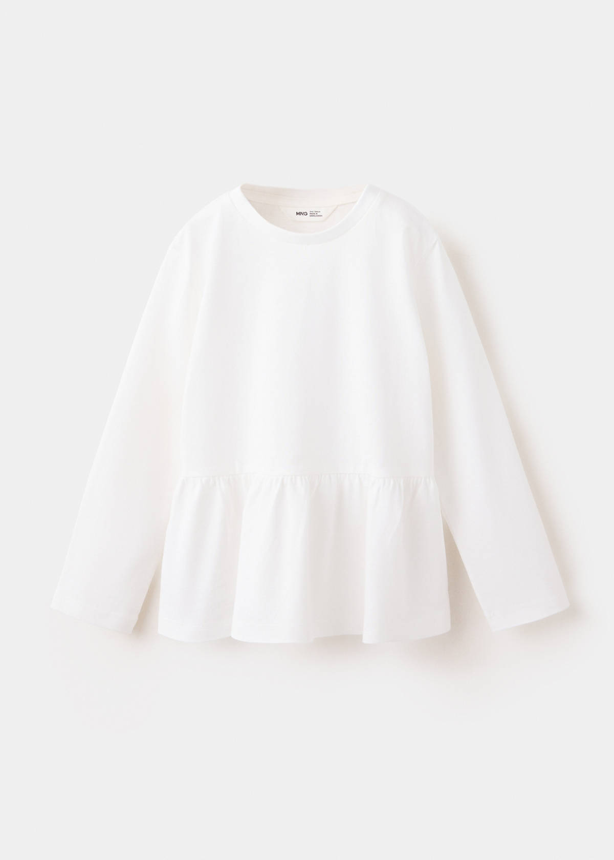 Ruffle cotton T-shirt — Off White
