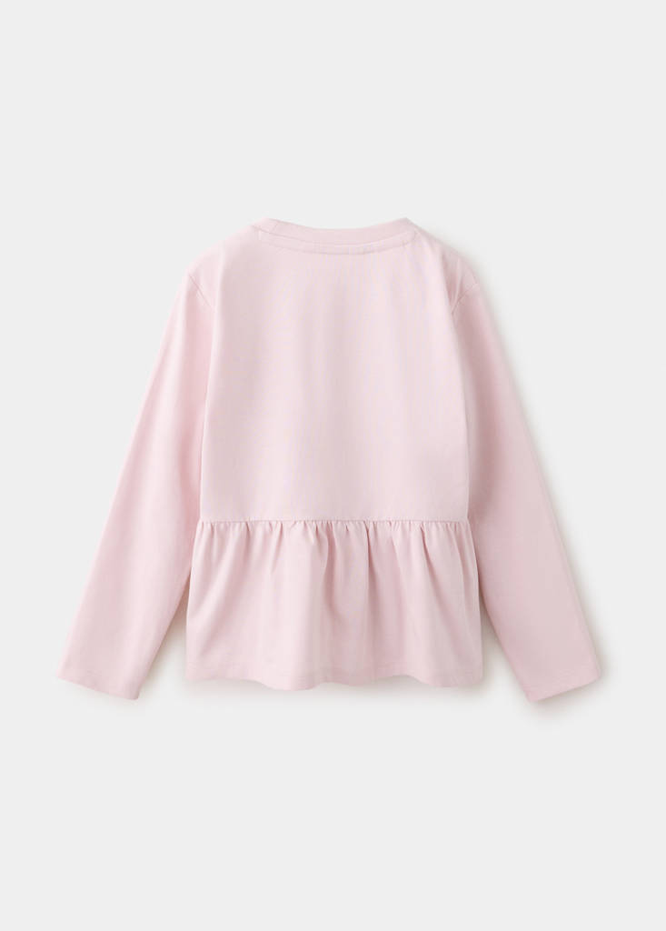 Ruffle cotton T-shirt — Pink