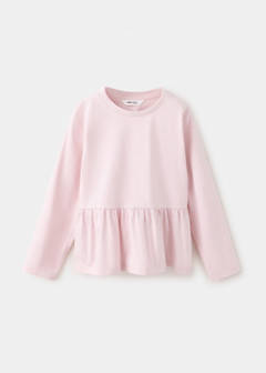 Ruffle cotton T-shirt — Pink 1