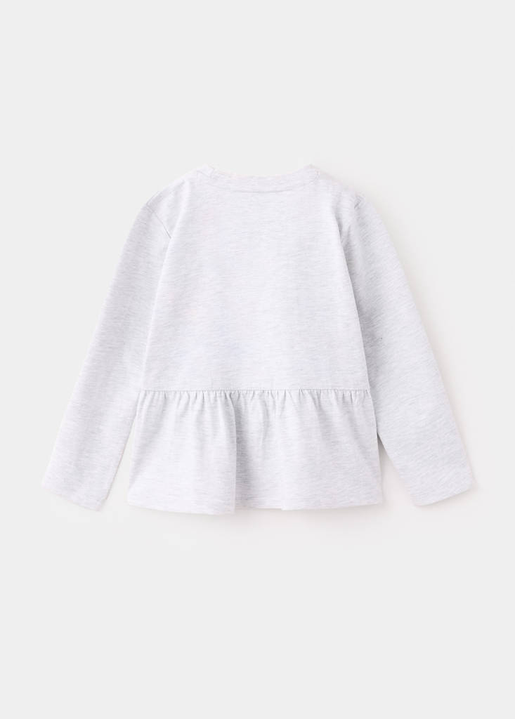 Ruffle cotton T-shirt — Light Heather Grey