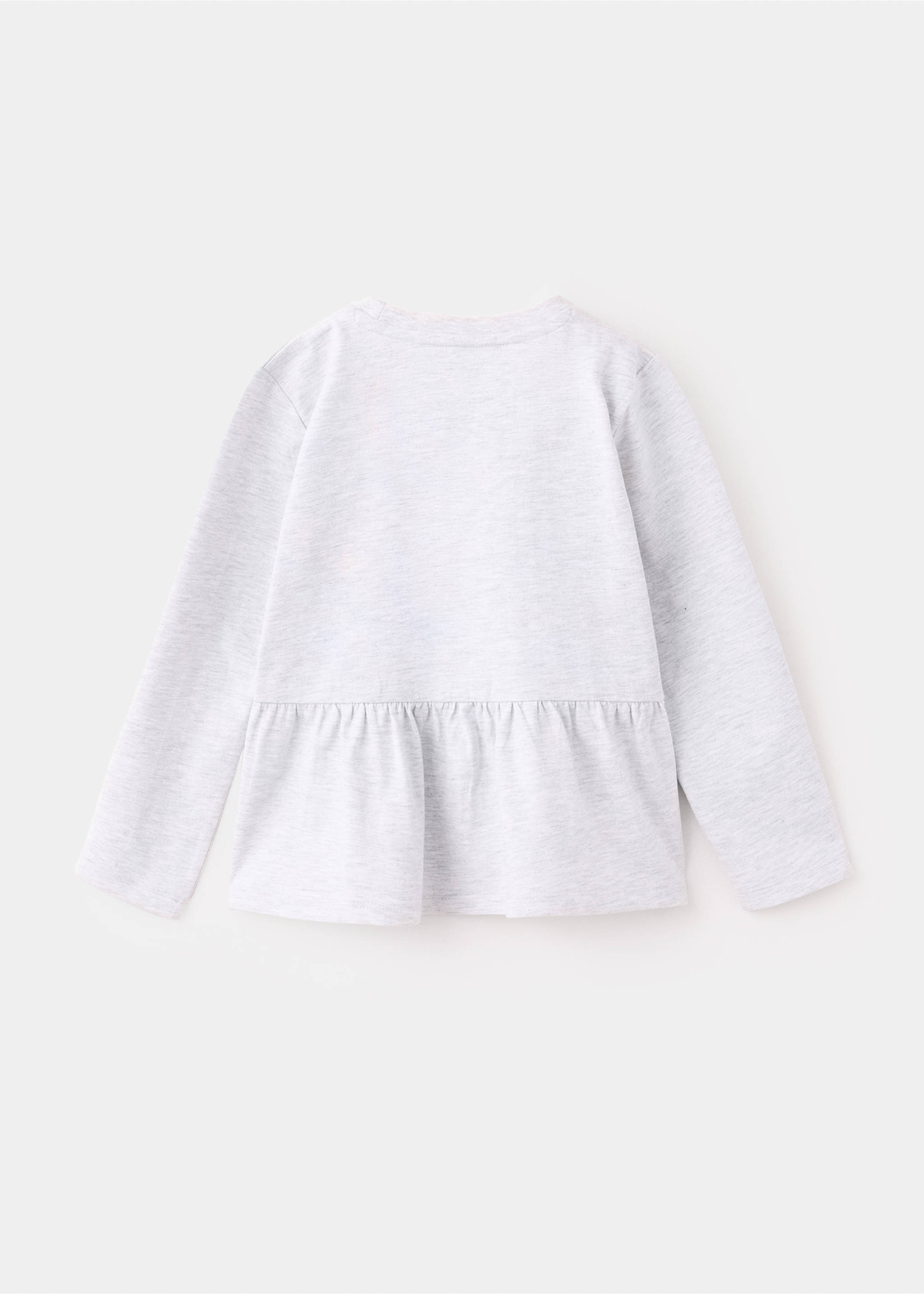 Ruffle cotton T-shirt - Reverse of the article, Light Heather Grey. Ref: 37005172-00.