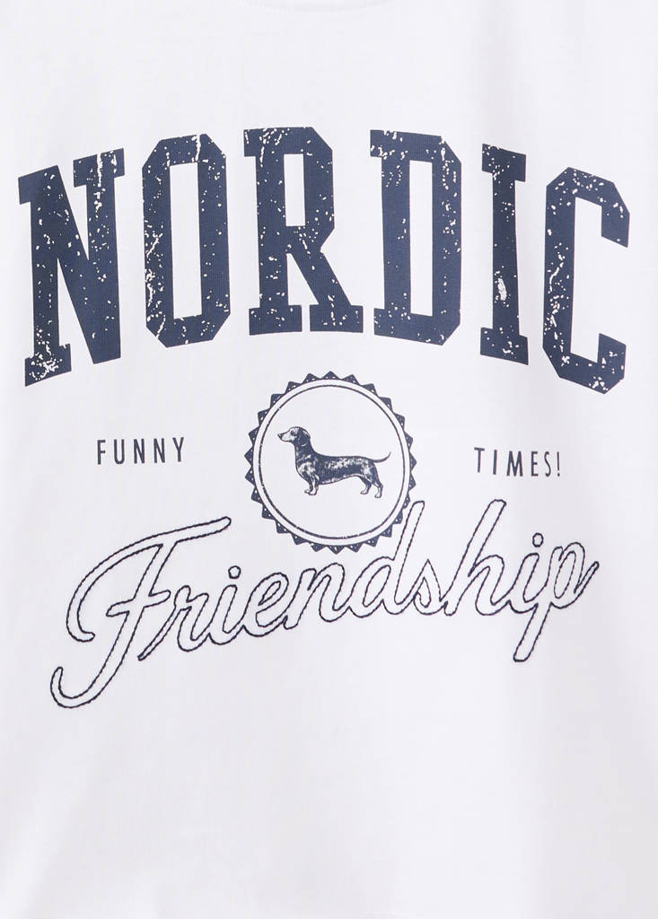 Printed cotton-blend t-shirt — Ecru