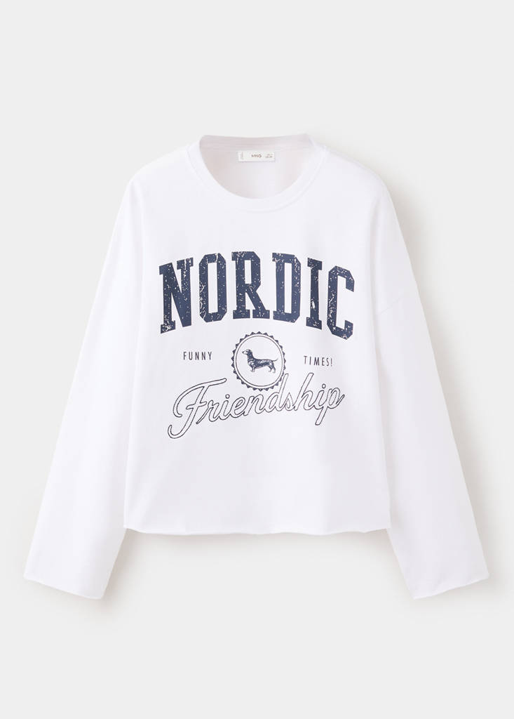 Printed cotton-blend t-shirt — Ecru