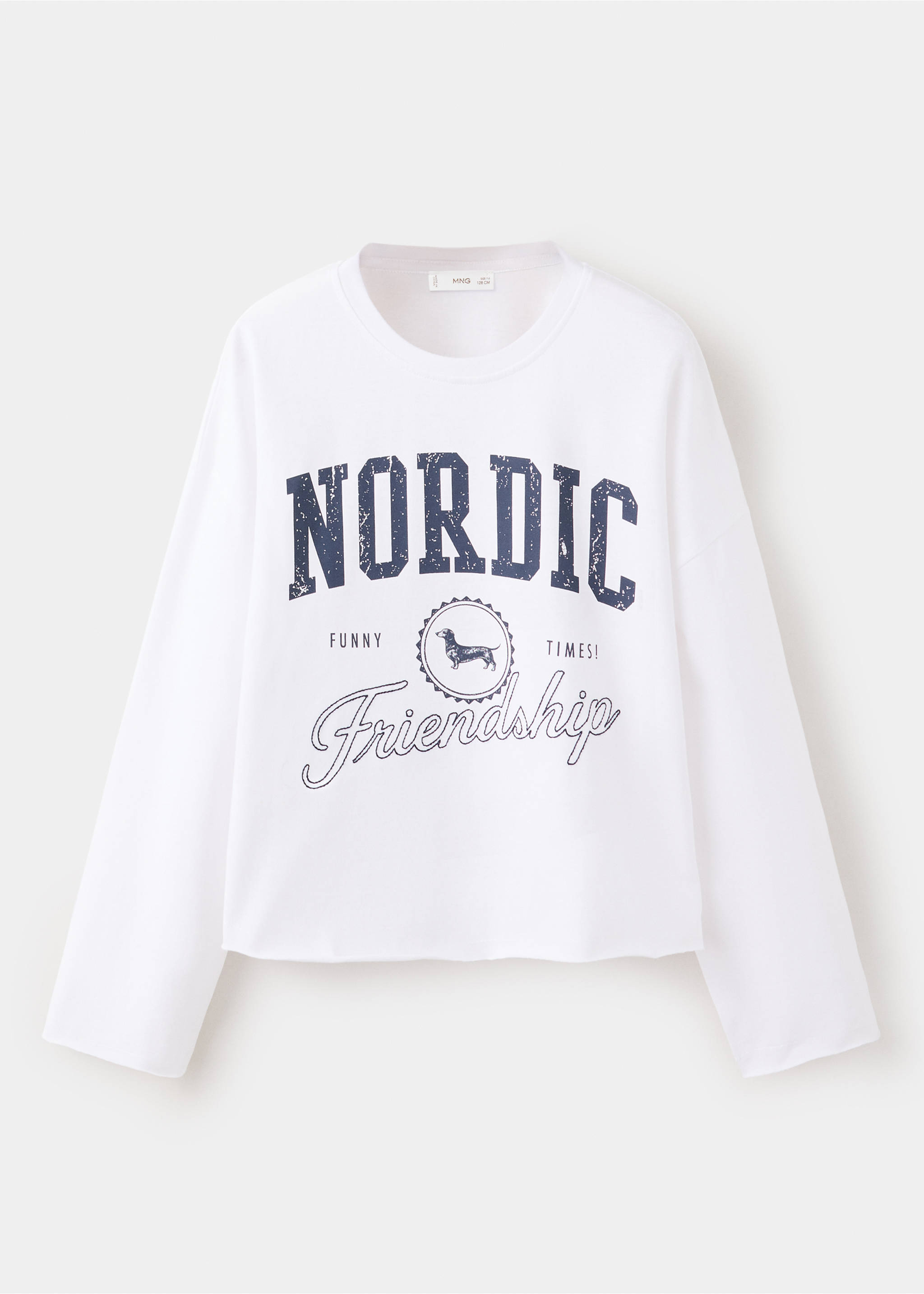 Printed cotton-blend t-shirt - Article without model, Ecru. Ref: 37005173-00.