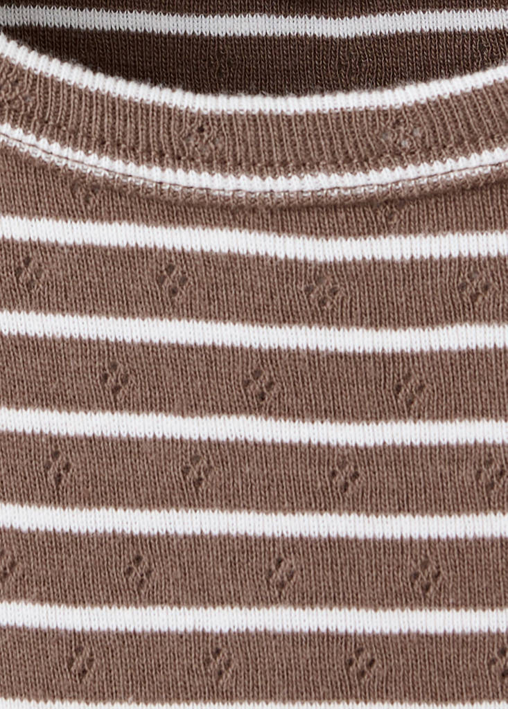 Striped cotton T-shirt — Brown