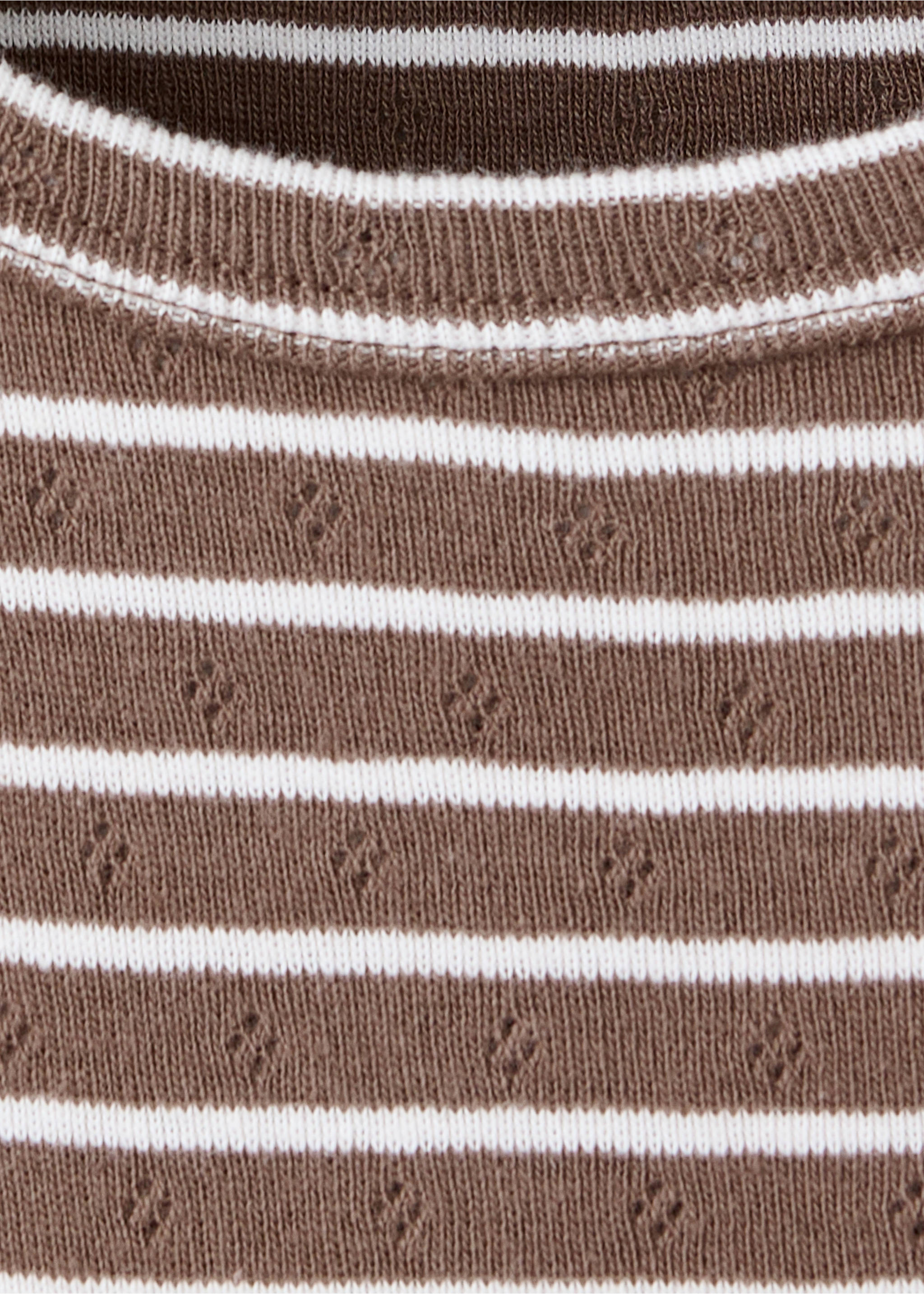 Striped cotton T-shirt - Details of the article 8, Brown. Ref: 37005175-00.