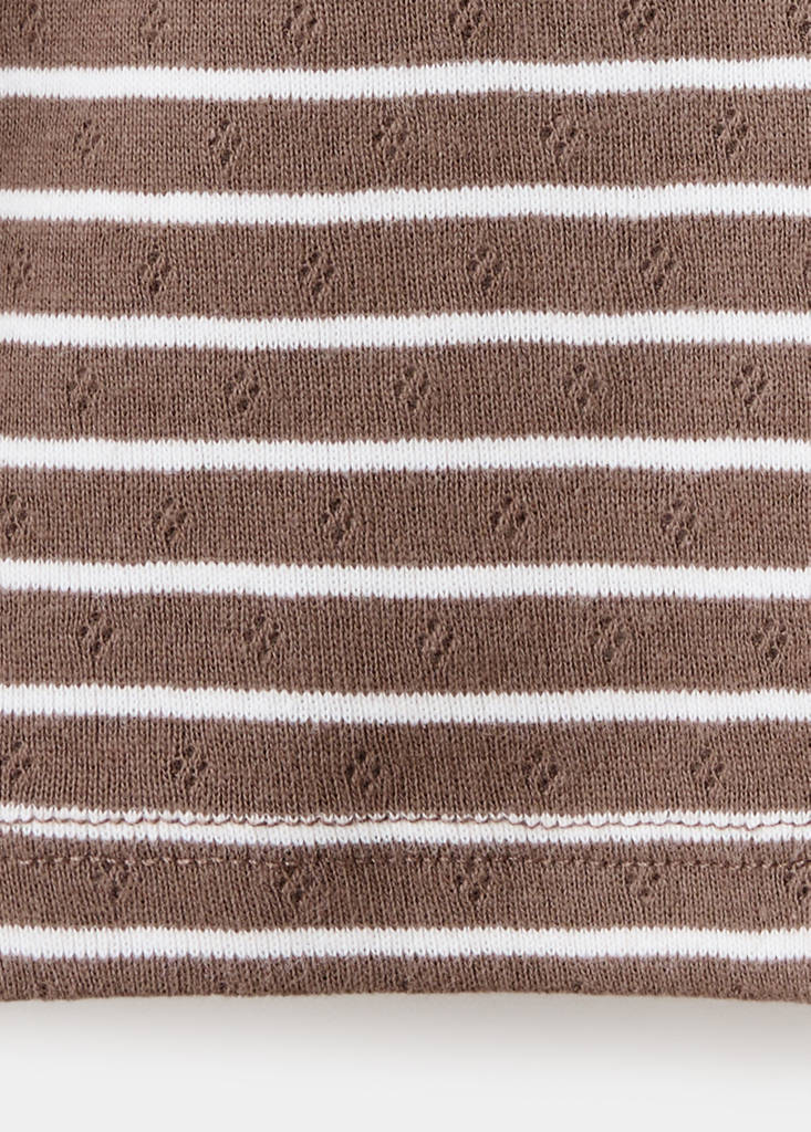 Striped cotton T-shirt — Brown