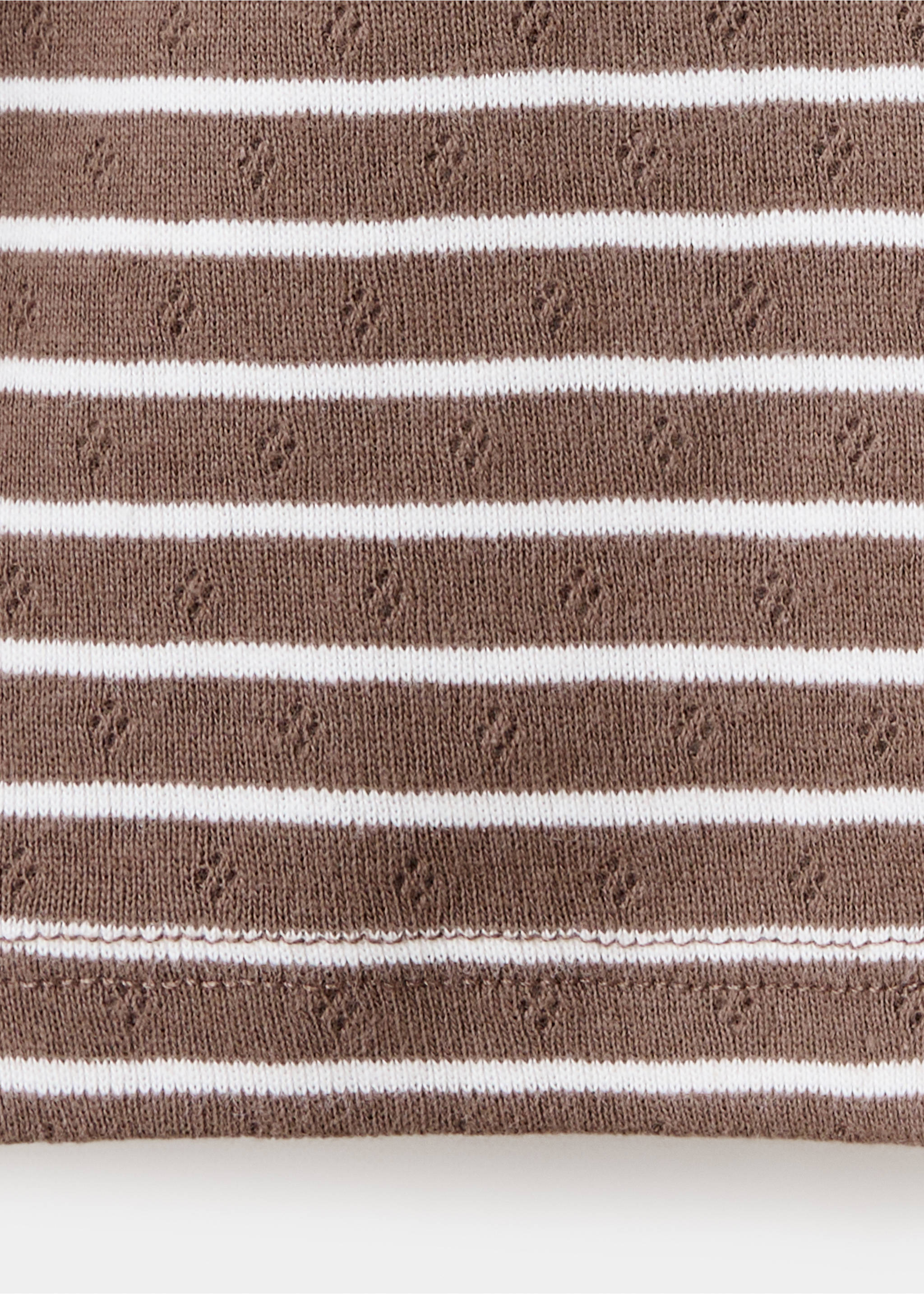Striped cotton T-shirt - Details of the article 0, Brown. Ref: 37005175-00.