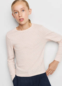 Striped cotton T-shirt — Pastel Pink 4