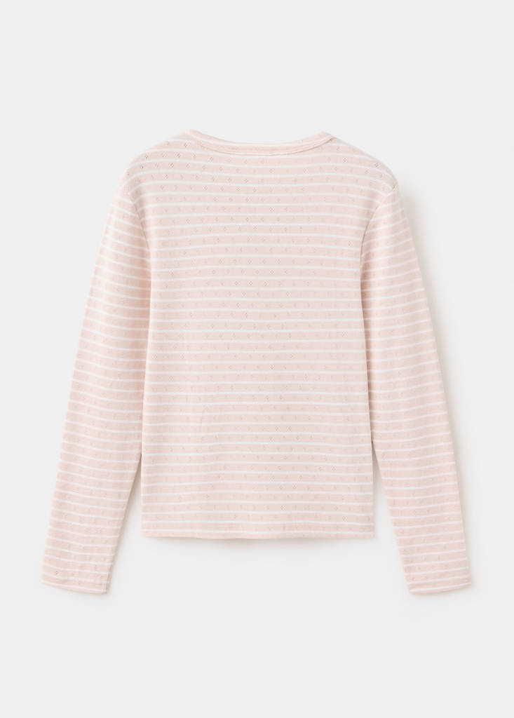 Striped cotton T-shirt — Pastel Pink