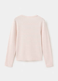 Striped cotton T-shirt — Pastel Pink 6