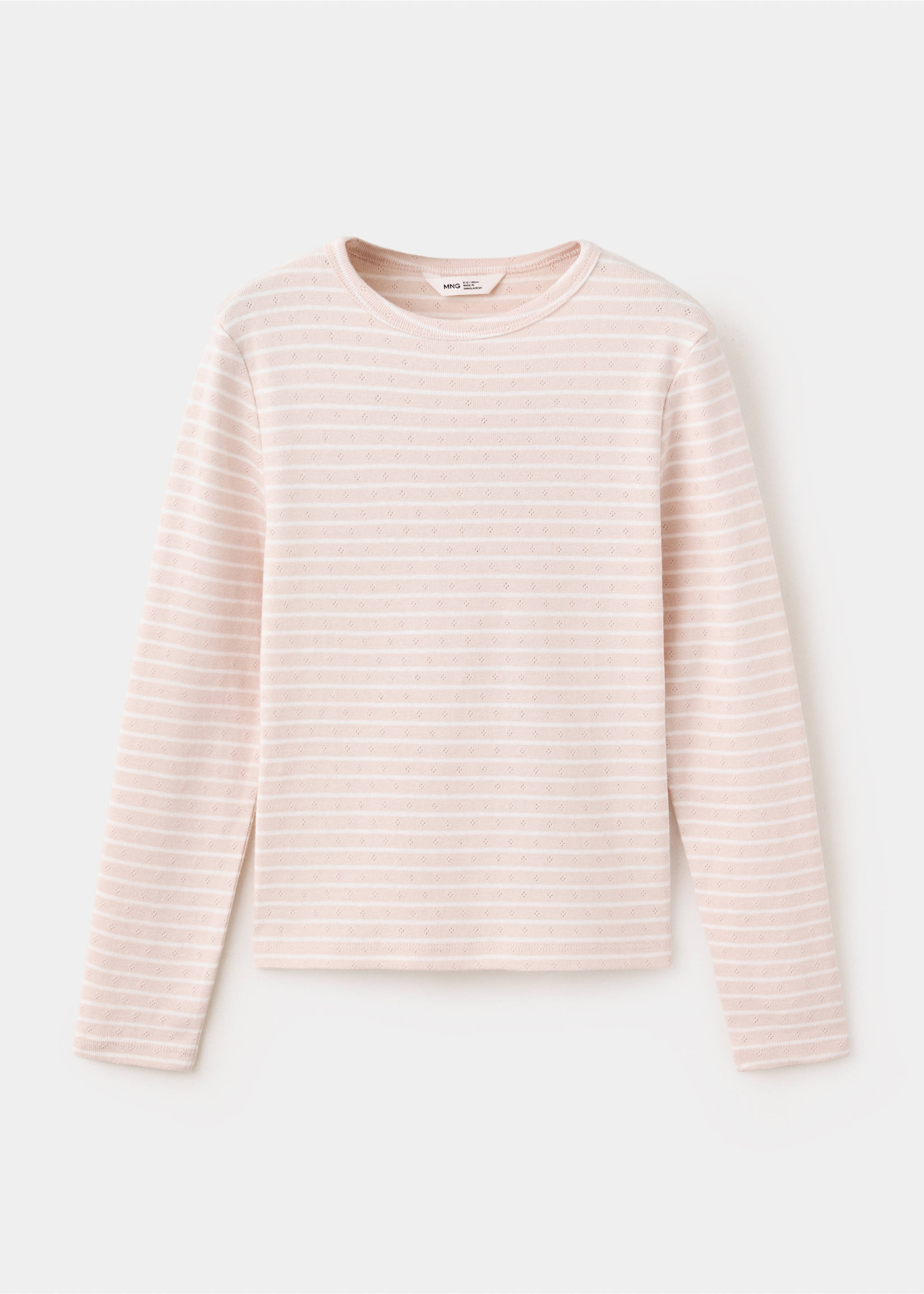 Gestreiftes Baumwoll-Shirt - Artikel ohne Model, Pastellrosa. Ref: 37005175-00.
