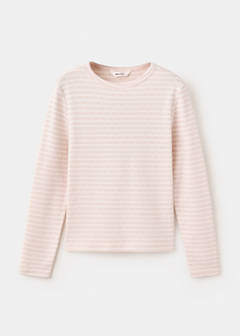 Striped cotton T-shirt — Pastel Pink 3