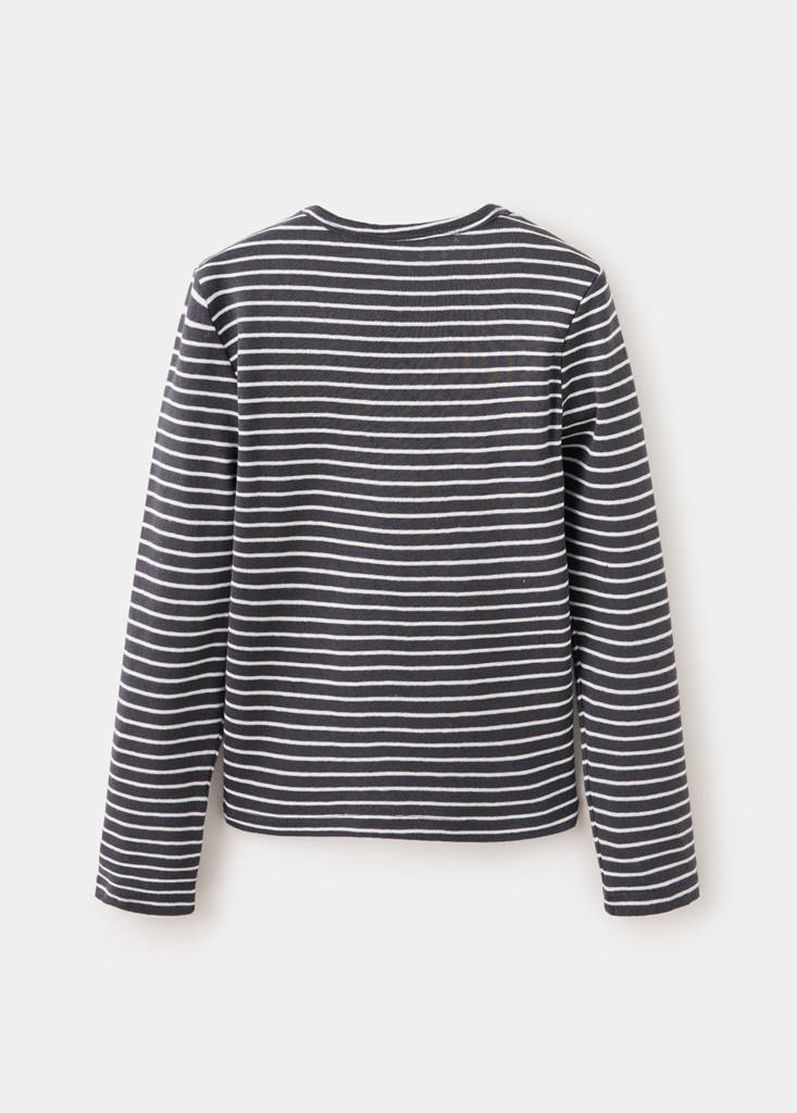 Striped cotton T-shirt — Charcoal