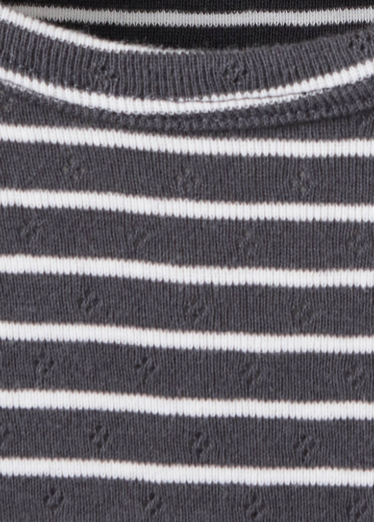 Striped cotton T-shirt — Charcoal