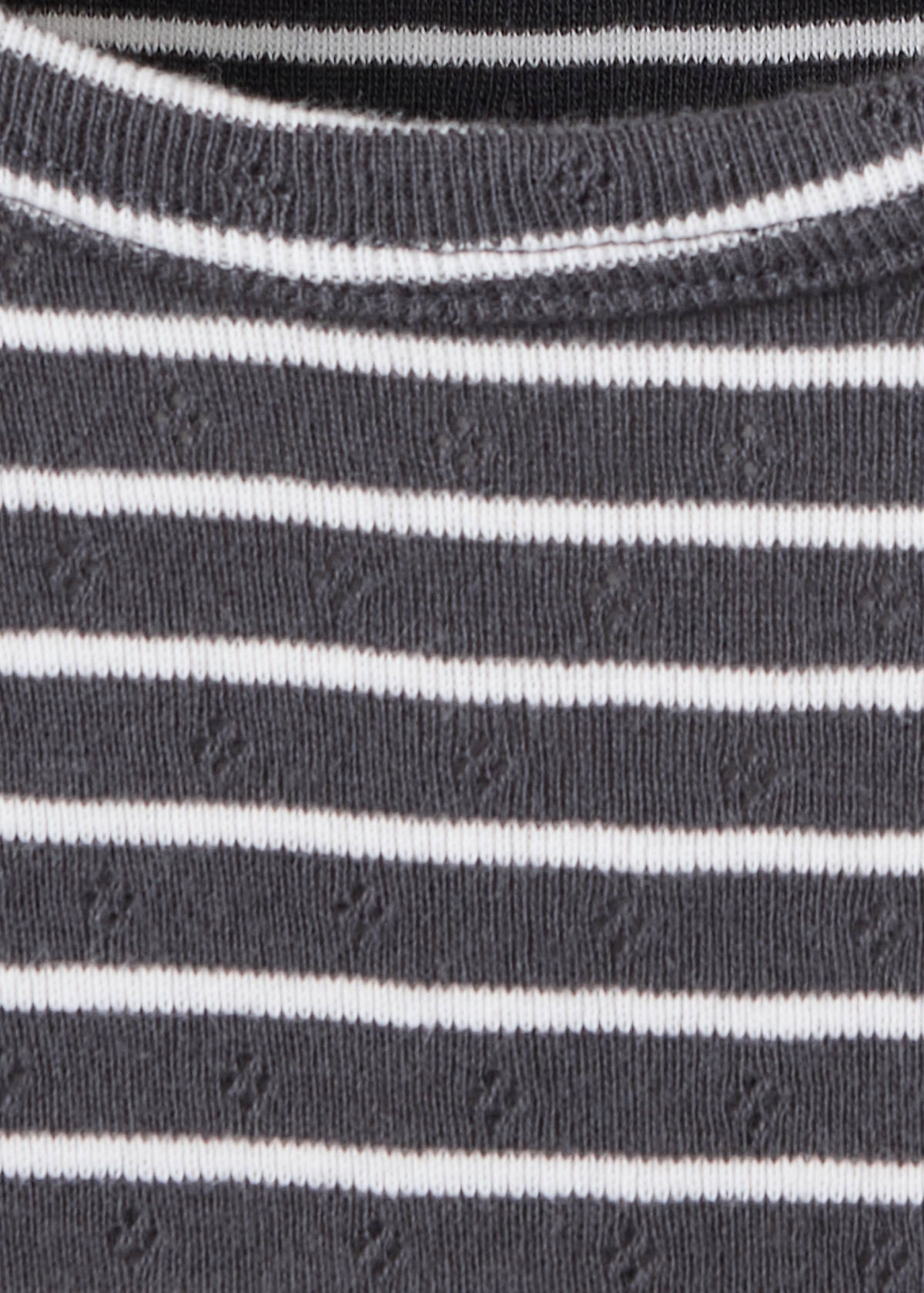 Striped cotton T-shirt — Charcoal