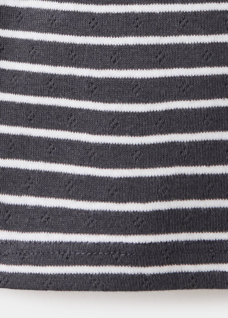 Striped cotton T-shirt — Charcoal