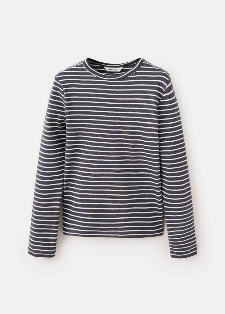 Striped cotton T-shirt — Charcoal