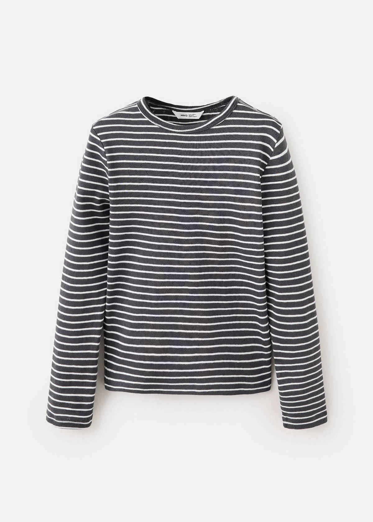 Striped cotton T-shirt — Charcoal
