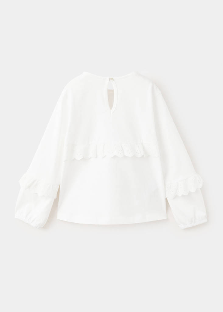Frills cotton t-shirt — Off White
