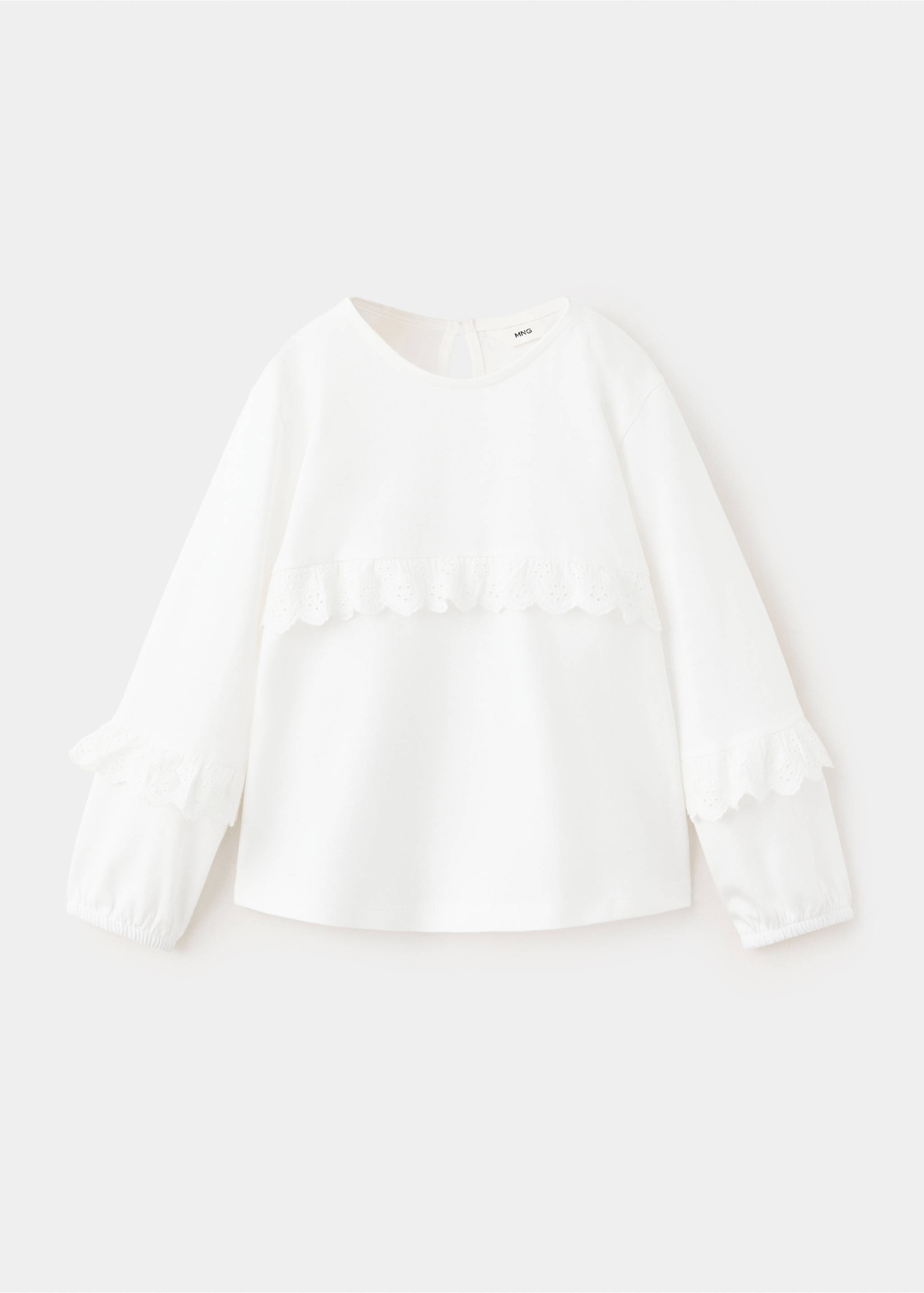 Frills cotton t-shirt - Article without model, Off White. Ref: 37005176-00.