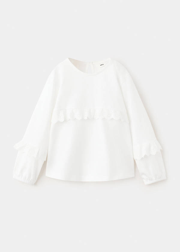 Frills cotton t-shirt — Off White