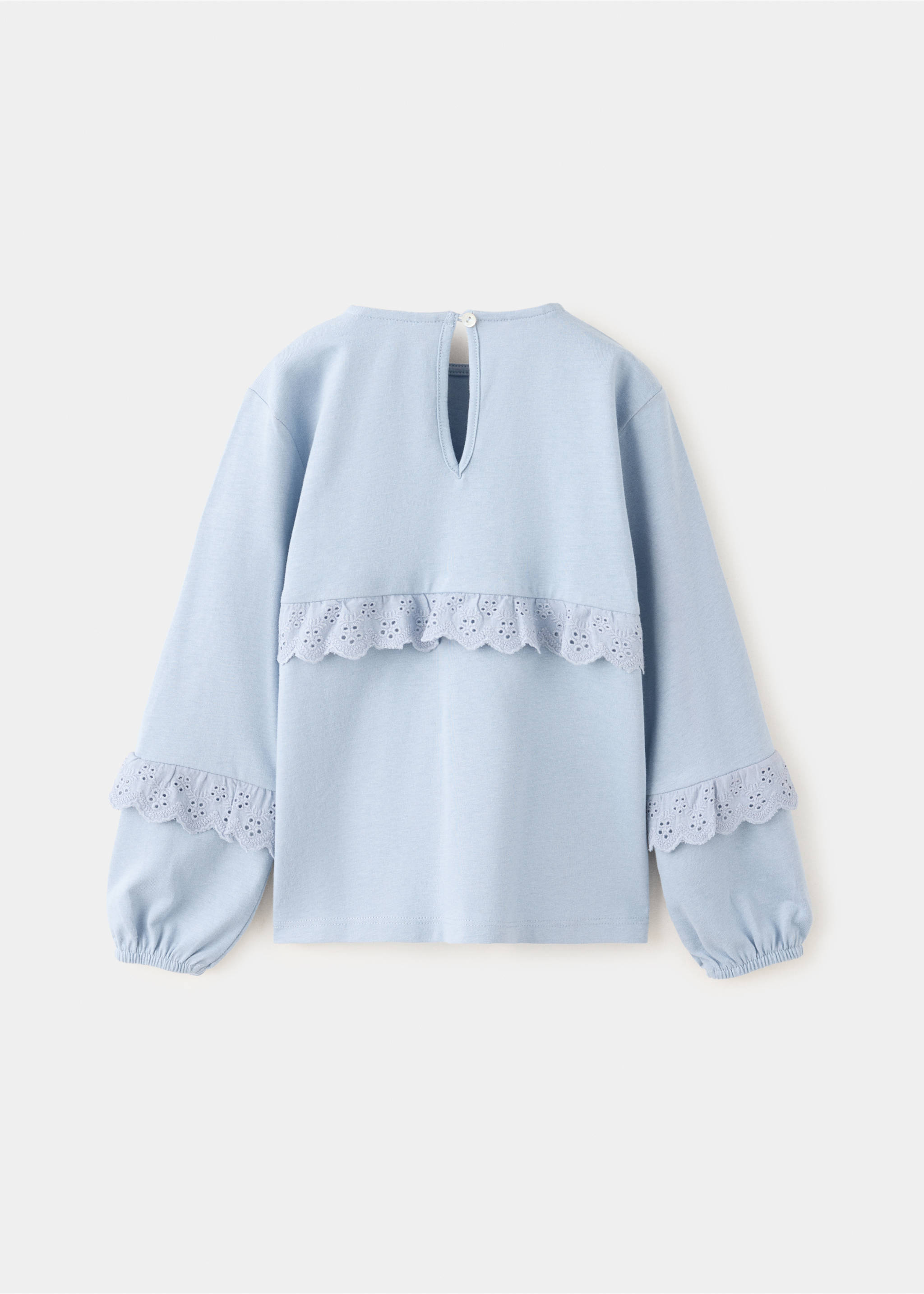 Frills cotton t-shirt - Reverse of the article, Sky Blue. Ref: 37005176-00.