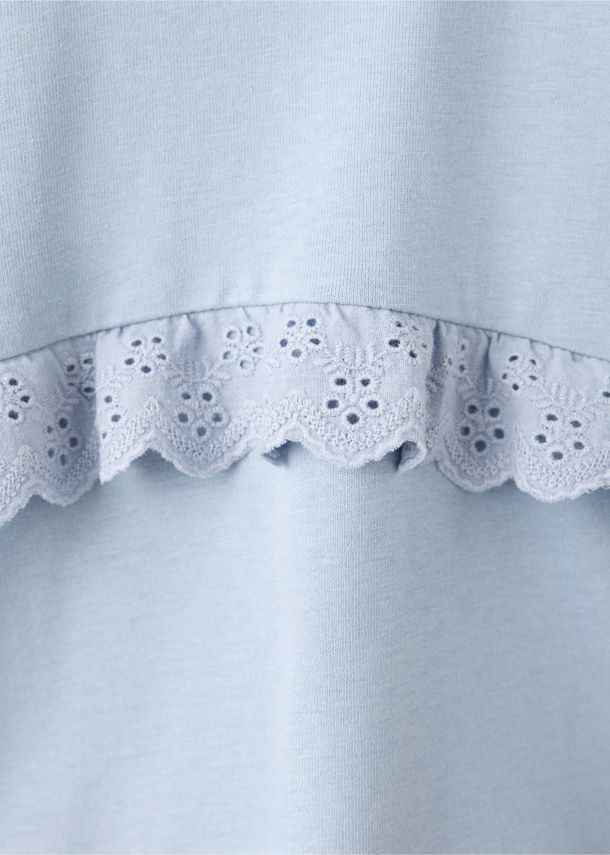 Frills cotton t-shirt - Details of the article 8, Sky Blue. Ref: 37005176-00.