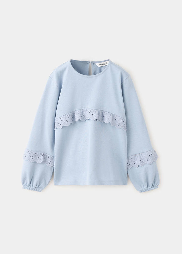 Frills cotton t-shirt — Sky Blue