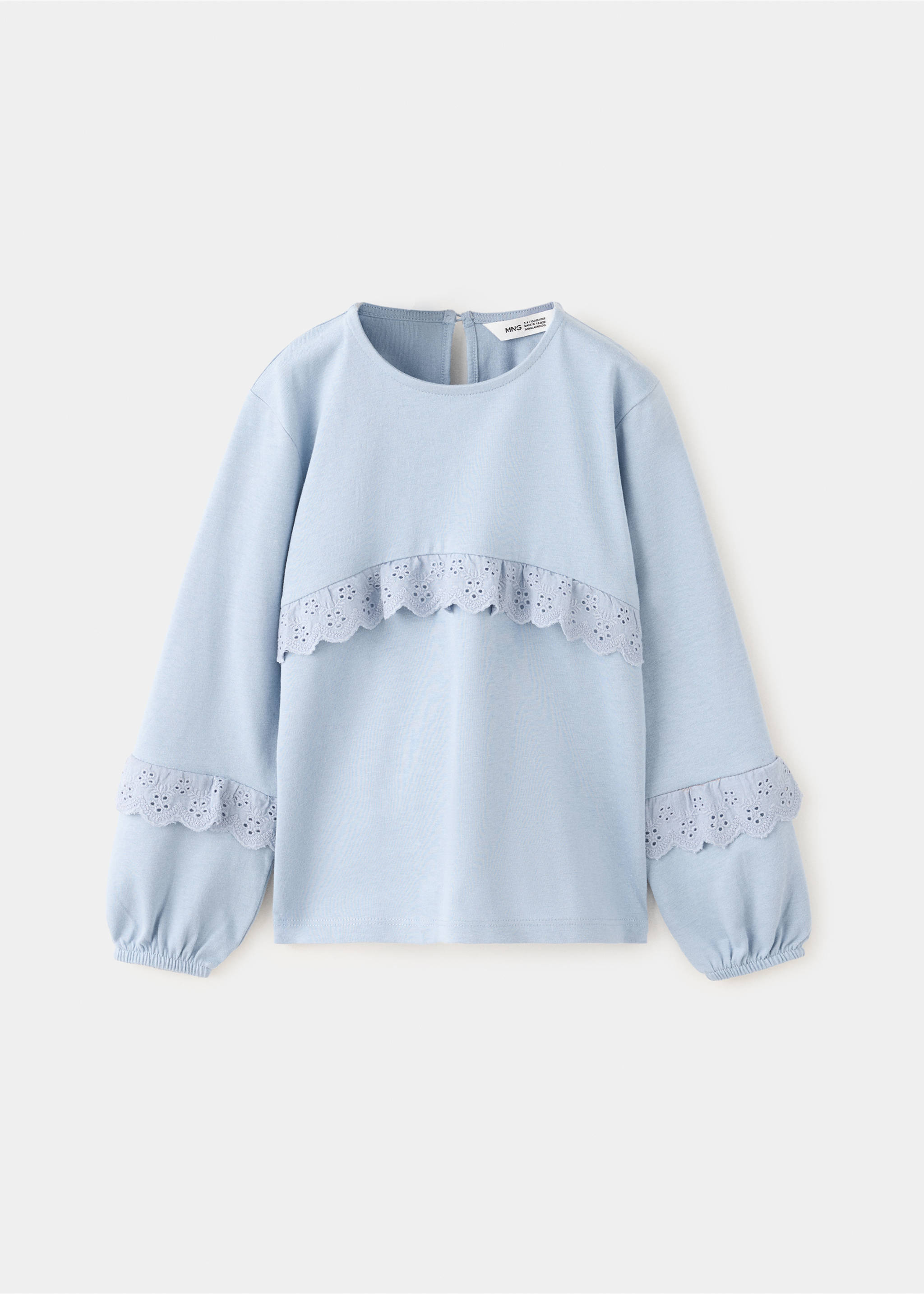 Frills cotton t-shirt - Article without model, Sky Blue. Ref: 37005176-00.