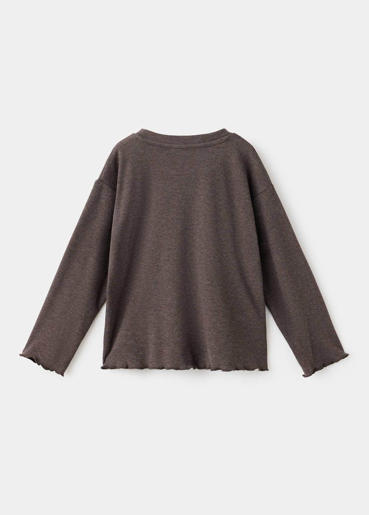 Knitted T-shirt with scalloped detailing — Chocolate
