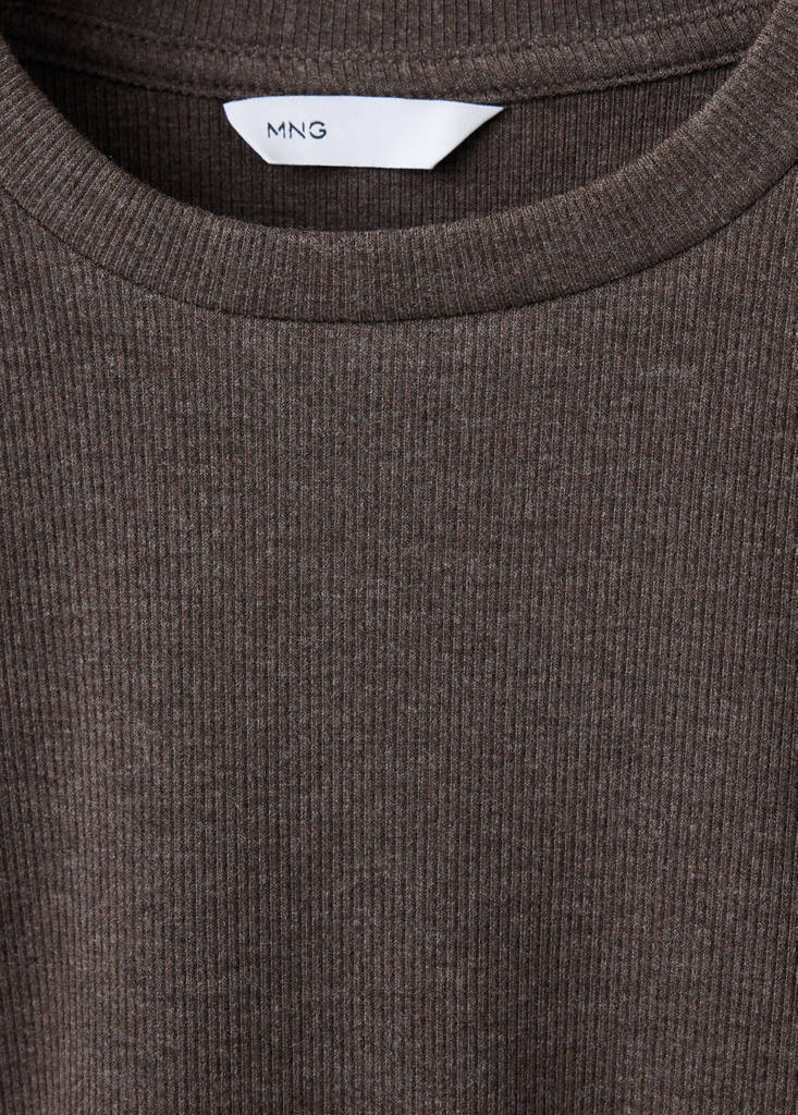 Knitted T-shirt with scalloped detailing — Chocolate