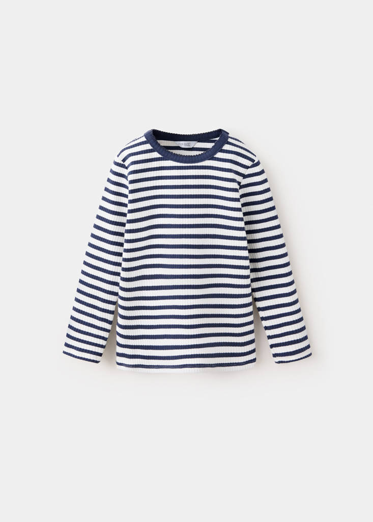 Ribbed striped T-shirt — Navy