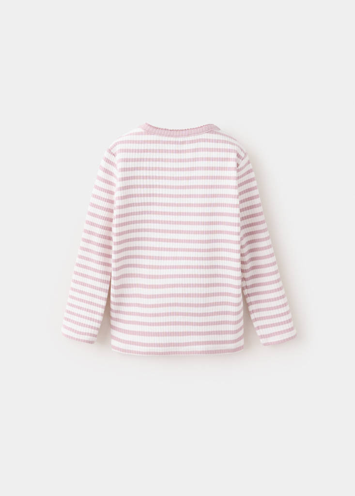 Ribbed striped T-shirt — Pink