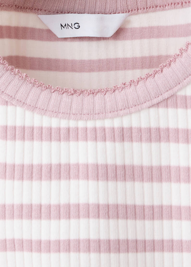 Ribbed striped T-shirt — Pink