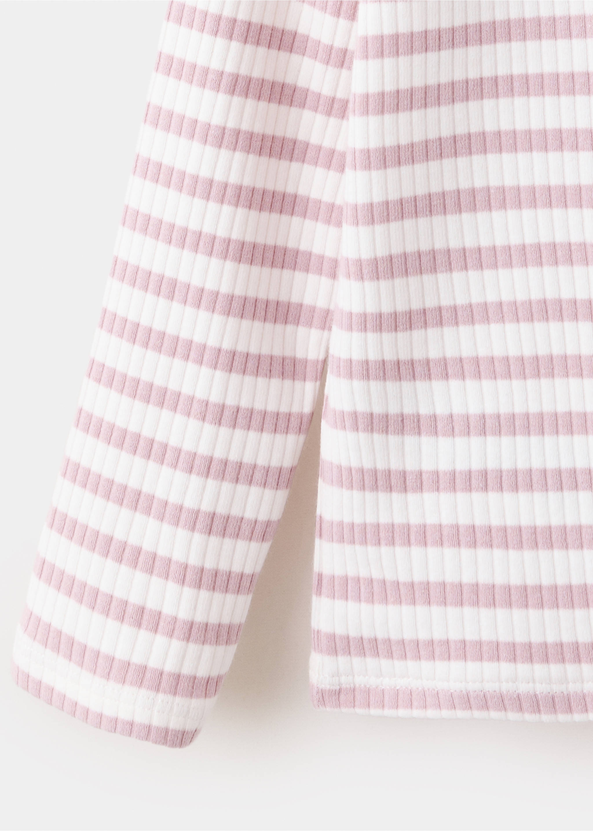 Ribbed striped T-shirt - Details of the article 0, Pink. Ref: 37005183-00.