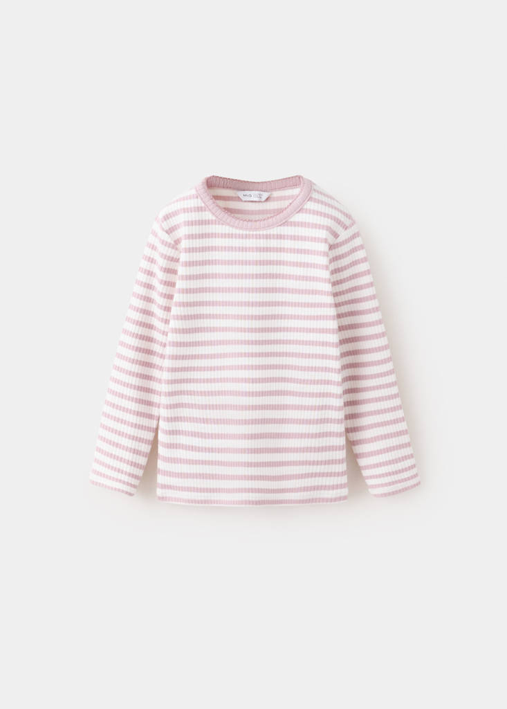 Ribbed striped T-shirt — Pink